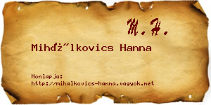 Mihálkovics Hanna névjegykártya